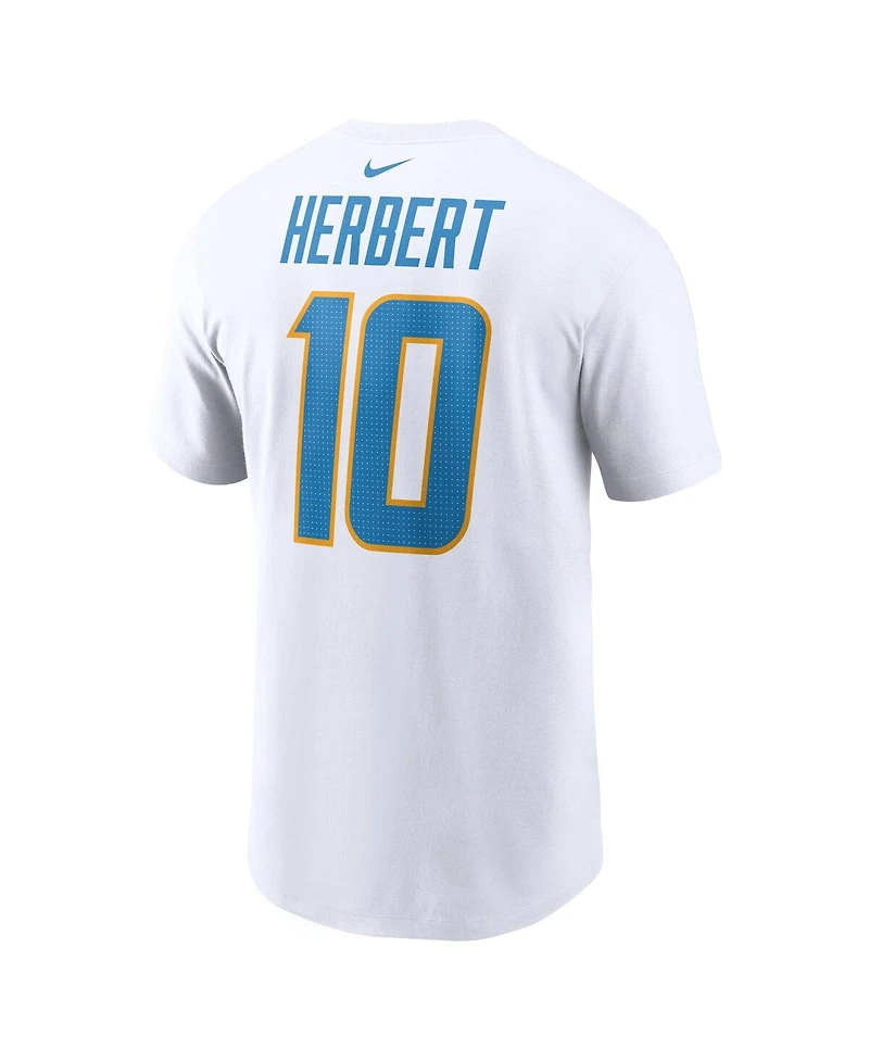 Men's Nike Justin Herbert White Los Angeles Chargers Player Name and Number T-shirt