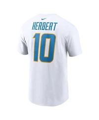 Men's Nike Justin Herbert White Los Angeles Chargers Player Name and Number T-shirt