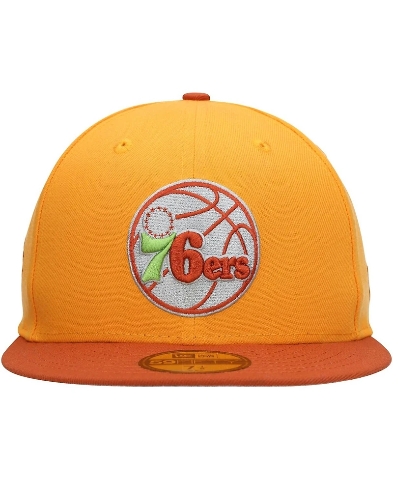 Men's New Era Gold, Rust Philadelphia 76ers 59FIFTY Fitted Hat
