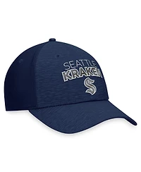 Men's Fanatics Deep Sea Blue Seattle Kraken Authentic Pro Road Stack Logo Flex Hat