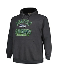 Men's Fanatics Heather Charcoal Seattle Seahawks Big and Tall Pullover Hoodie