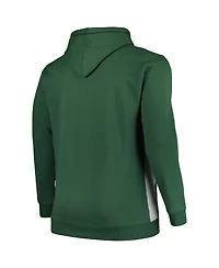 Men's Fanatics Hunter Green, Heather Gray Milwaukee Bucks Big and Tall Contrast Pieced Stitched Full-Zip Hoodie