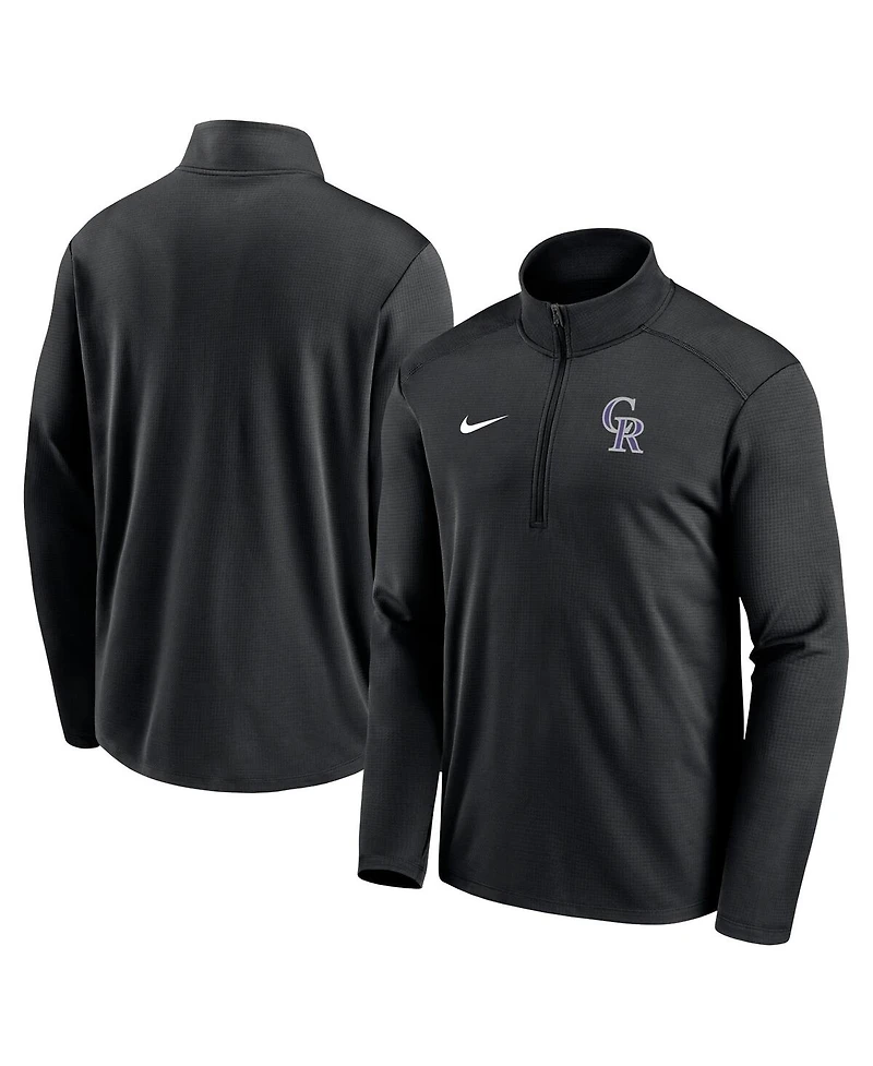 Men's Nike Black Colorado Rockies Agility Pacer Lightweight Performance Half-Zip Top