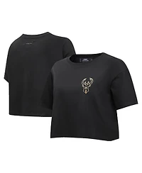 Women's Pro Standard Black Milwaukee Bucks Holiday Glam Boxy T-shirt