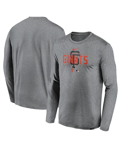 Men's Nike Heather Gray San Francisco Giants Authentic Collection Team Logo Legend Performance Long Sleeve T-shirt