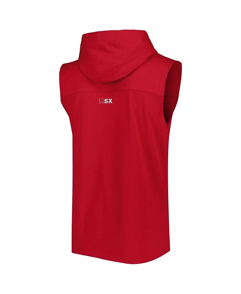 Men's Msx by Michael Strahan Red Tampa Bay Buccaneers Relay Sleeveless Pullover Hoodie
