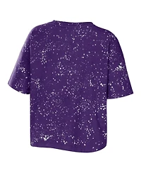 Women's Wear by Erin Andrews Purple Los Angeles Lakers Bleach Splatter Notch Neck T-shirt