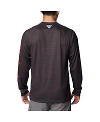 Men's Columbia Heather Charcoal Georgia Bulldogs Pfg Terminal Tackle Omni-Shade Raglan Long Sleeve T-shirt