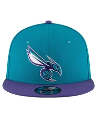 Men's New Era Teal, Purple Charlotte Hornets Official Team Color 2Tone 9FIFTY Snapback Hat