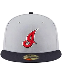 Men's New Era Gray Cleveland Guardians Cooperstown Collection Wool 59FIFTY Fitted Hat