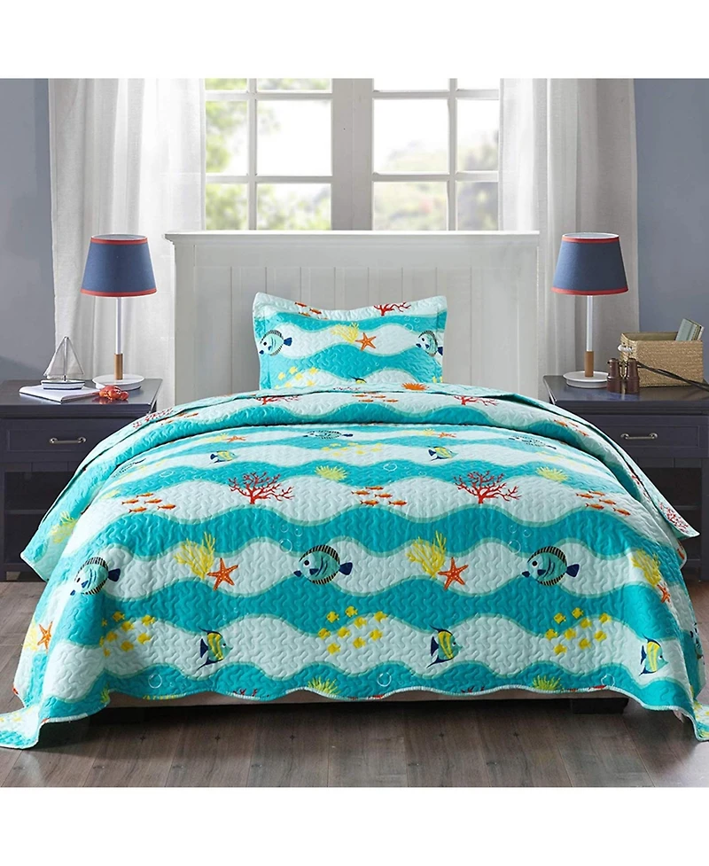 MarCielo Kids Girls Boys Ocean Quilt Set Bedspread Coverlet Set 277 - Twin