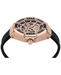 Philipp Plein Men's Automatic Skeleton Royal Black Silicone Strap Watch 46mm