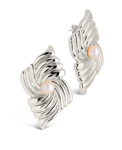 Sterling Forever Silver-Tone or Gold-Tone Freshwater Pearls Fantaisie Studs