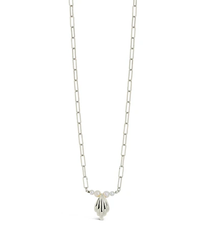 Sterling Forever Silver-Tone or Gold-Tone Cultured Shell Pearls With Shell Pendant Cherie Necklace