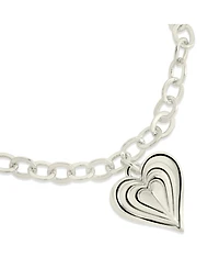 Sterling Forever Silver-Tone or Gold-Tone Beating Heart Charm Bracelet