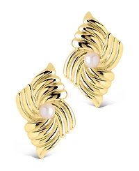 Sterling Forever Silver-Tone or Gold-Tone Freshwater Pearls Fantaisie Studs