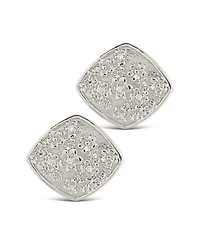 Sterling Forever Gold-Tone or Silver-Tone Cubic Zirconia Detail Flower Pendant Ophelia Studs