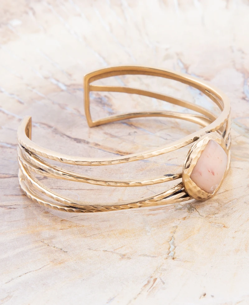 Barse Terra Genuine Peach Moonstone Kite Cuff Bracelet