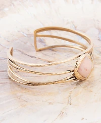 Barse Terra Genuine Peach Moonstone Kite Cuff Bracelet