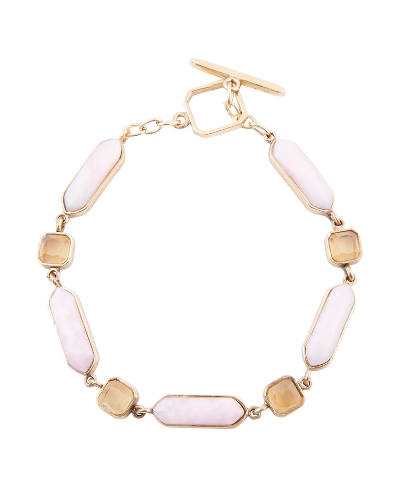 Barse Etta Genuine Pink Opal and Yellow Quartz Abstract Link Bracelet