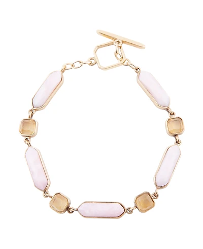 Barse Etta Genuine Pink Opal and Yellow Quartz Abstract Link Bracelet