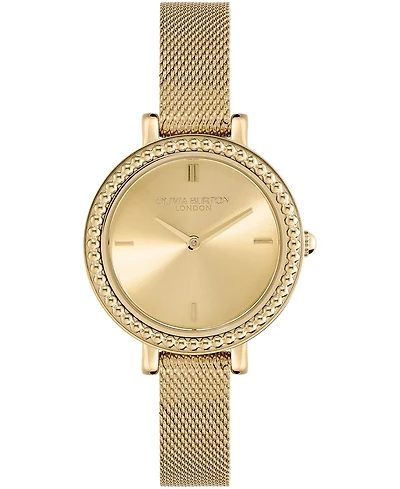 Olivia Burton Women's Vintage-Like Bead Gold-Tone Stainless Steel Mesh Watch 30mm