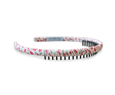 Thin Floral Headband - Red