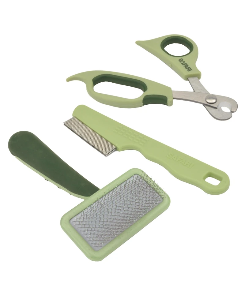 Coastal Pet Safari by Dog Grooming Bundle - Dog Double Row Flea Comb, Deluxe Dog Nail Trimmer & Soft Slicker Dog Brush