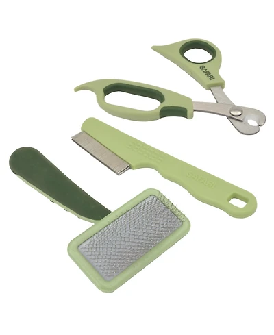 Coastal Pet Safari by Dog Grooming Bundle - Dog Double Row Flea Comb, Deluxe Dog Nail Trimmer & Soft Slicker Dog Brush