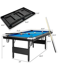 Sugift 6 Feet Foldable Billiard Pool Table with Complete Set of Balls