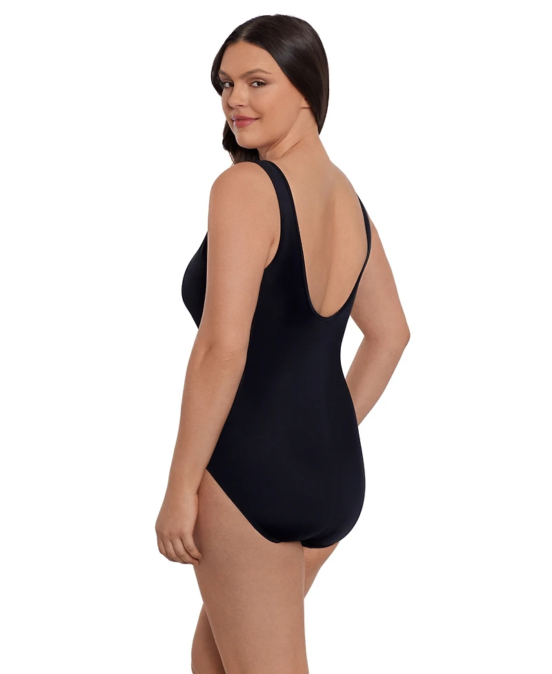Longitude by Mimi Flamingo Women's Faux Surplice Tank One-Piece Swimsuit