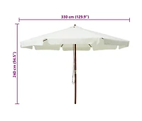 Garden Parasol with Wooden Pole 129.9" Sand White