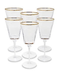 Vivience Square Shaped Rim Hammered Wine Glasses, Set of 6