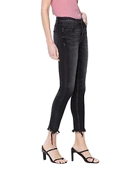 Flying Monkey Women's Mid Rise Cropped Raw Hem Skinny Jeans