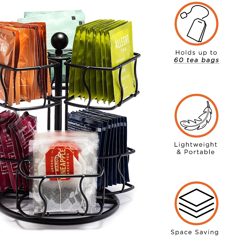 Sorbus Tea Bag 2 Tier Lazy Susan Organizer
