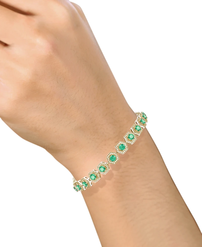 Gemstone & Diamond Halo Hexagon Flex Bracelet
