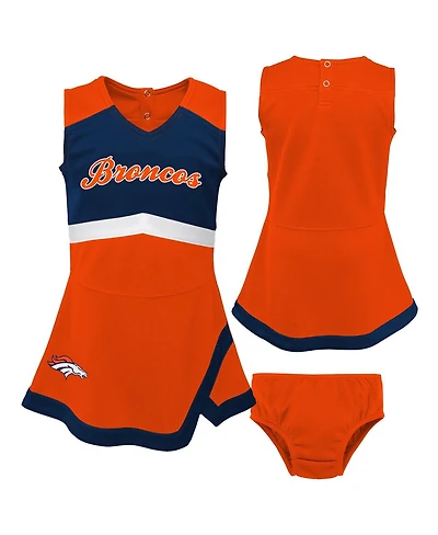 Girls Toddler Orange Denver Broncos Cheer Captain Dress with Bloomers