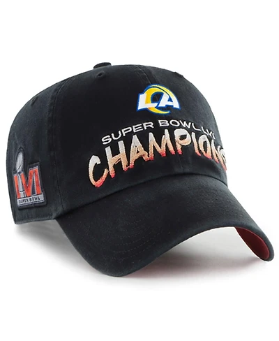 Men's '47 Brand Black Los Angeles Rams Super Bowl Lvi Champions Sunset Clean Up Adjustable Hat
