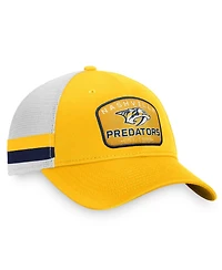 Men's Fanatics Gold, White Nashville Predators Fundamental Striped Trucker Adjustable Hat