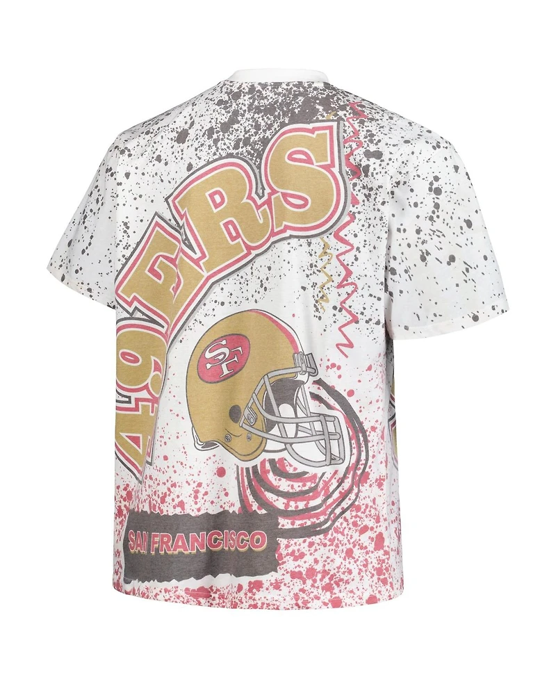 Men's Mitchell & Ness White San Francisco 49ers Big & Tall Allover Print T-shirt