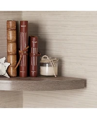 Danya B. Rustic Weathered Oak Corner Radial Shelves (Set of 2)