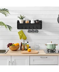 Danya B Entryway Floating Utility Wall Shelf with Hooks