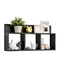 Danya B Modern 3 Cube Floating Wall Shelf with Display Ledge, Easy to Hang Wall Mounted Triple Cubby Shelf