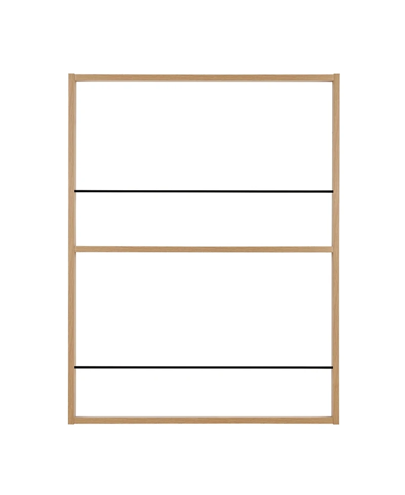 Danya B Steiner Square Modern 2-Tier Kids Book or Toy Figure Display Unit Wall Mounted Bookshelf with Contrasting Black Rods