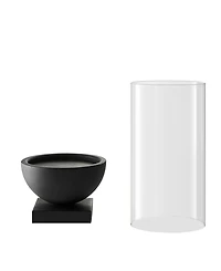 Danya B Modern Black Metal Bold Pedestal and Glass Pillar Hurricane Candle Holder, Large