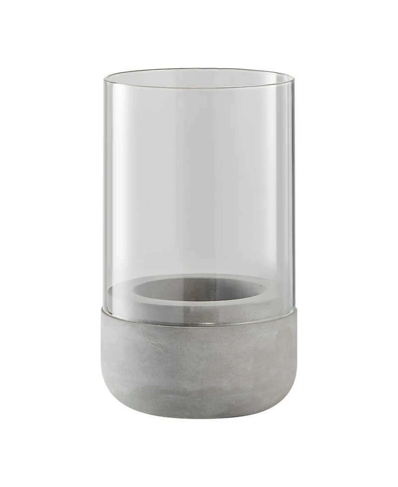 Danya B Modern Cool Gray Cement Base and Glass Pillar Votive Candle Holder, Small