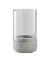 Danya B Modern Cool Gray Cement Base and Glass Pillar Votive Candle Holder, Small