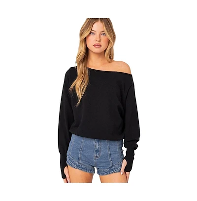 Edikted Womens Off Shoulder Oversized Sweater