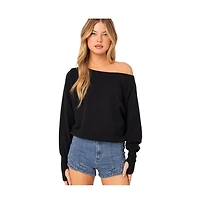 Edikted Womens Off Shoulder Oversized Sweater