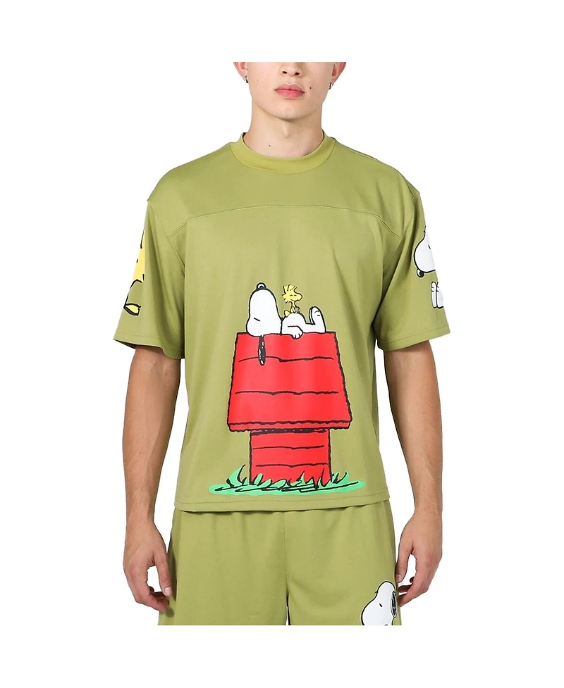 Men's Dumbgood Olive Peanuts Snoopy Mesh Jersey